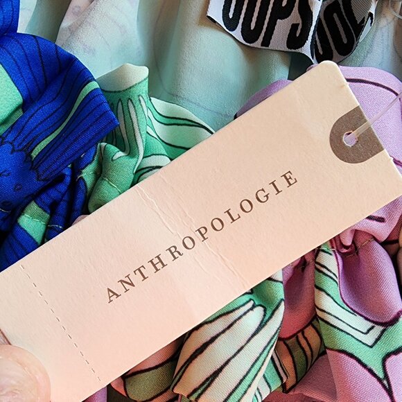 NWT Anthropologie "OOPSCOOL" Off-The-Shoulder Printed Dress Size Large - Picture 8 of 16